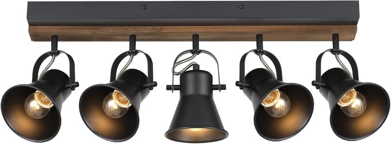 SEEBLEN 5-Light Track Light Fixtures, Adjustable Ceiling/Wall Mount Spotlight, Industrial Black Kitchen Track Lighting for Living Room, Dining Room, Hallway, Bathroom - Image 1
